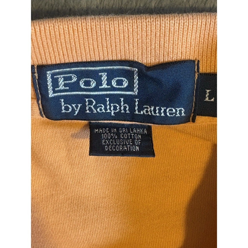 Polo Ralph Lauren Shirt Mens Large Peach/ Orange Short Sleeve Golf Teal Pony - Picture 8 of 8